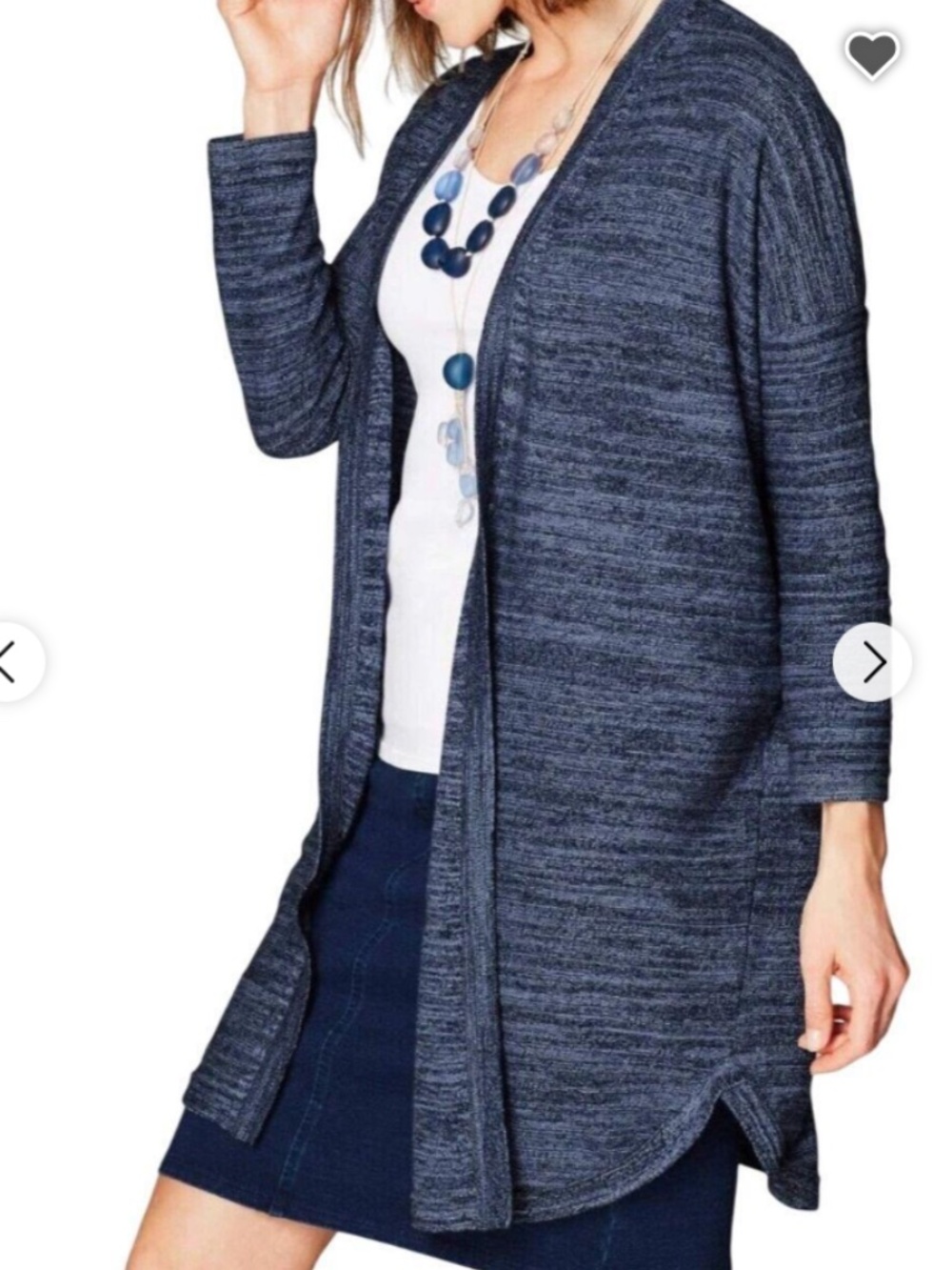 J. Jill Heather Blue Open Front Long Sleeve Cotton Blend Cardigan Sweater